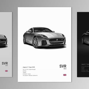 Impresión de póster/arte mural/fotografía de coches del Jaguar F-Type SVR