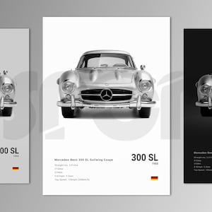 Póster/impresión/fotografía de coches del Mercedes 300 SL Gullwing Coupé
