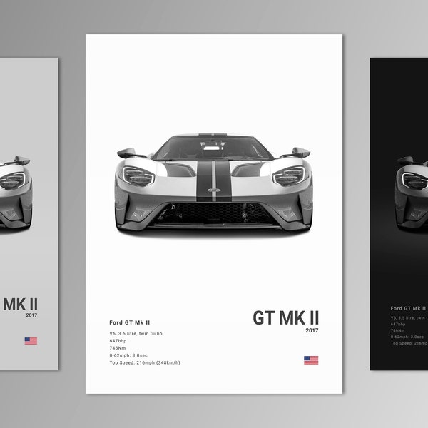 Ford GT Mk2 Poster Print | Wall Art | Car Photography
