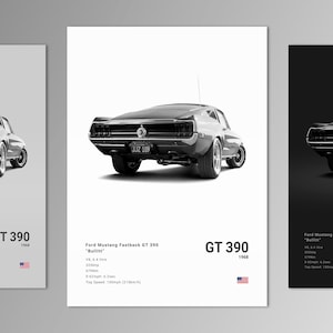 Ford Mustang Fastback GT 390 &quot;Bullitt&quot; Poster Print | Wall Art | Car Photography