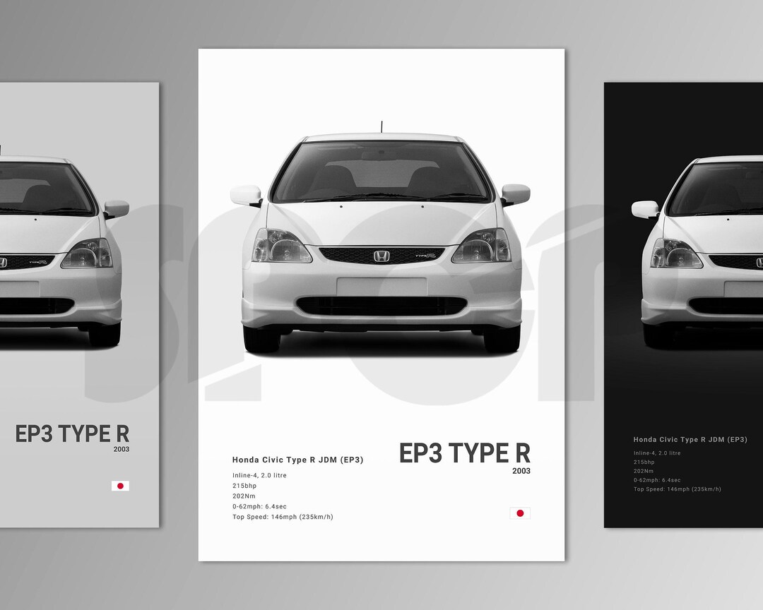 Honda Civic Type R JDM EP3 Poster Print | Wall Art | Car Photography ...