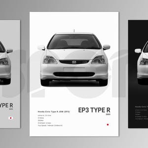 Poster / Stampa artistica / Fotografia di auto della Honda Civic Type R JDM EP3