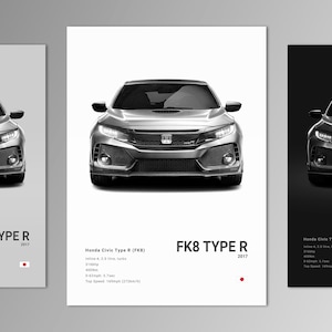 &quot;Hunt Civic Type R FK8 Poster Druck | Wandkunst | Auto Fotografie