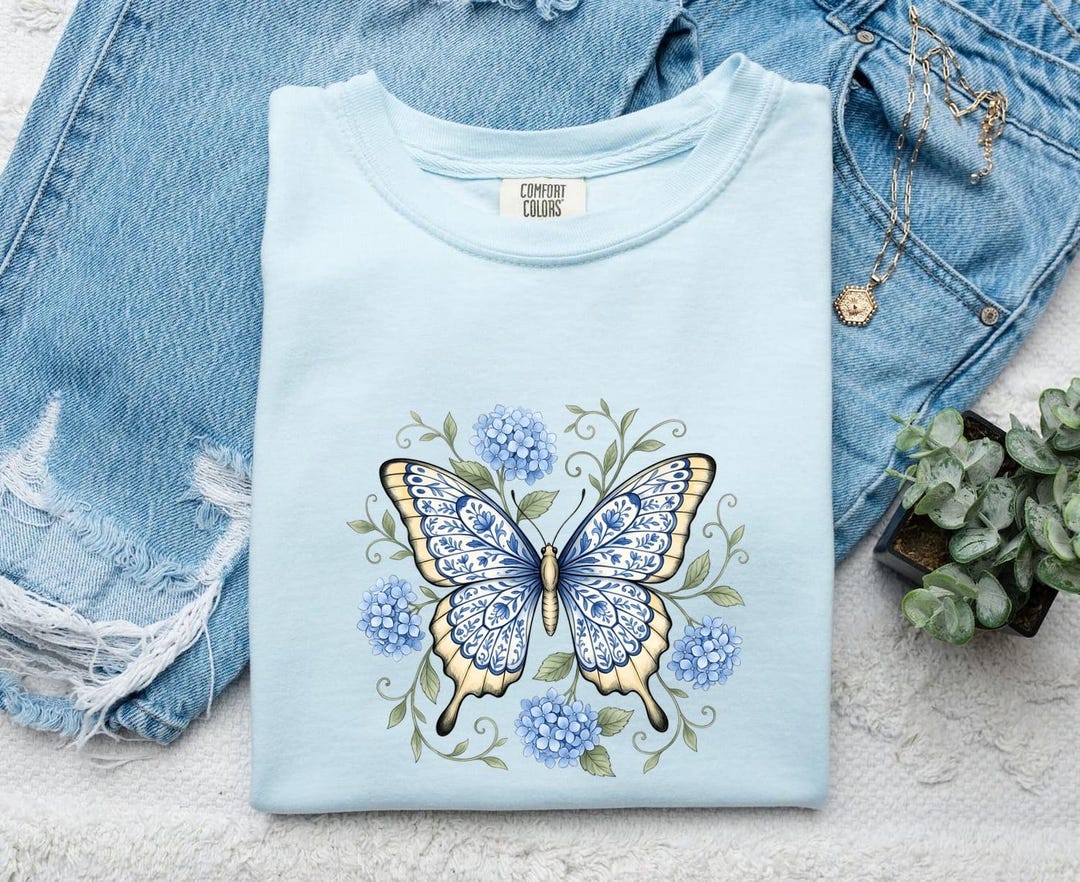 Butterfly Floral Shirt Animals & Flowers Nature Gift Women Botanical ...