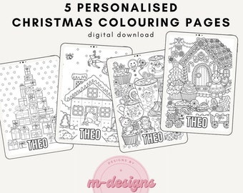 Personalised Christmas Colouring Pages, Gifts for kids, Santa, Christmas activities, Kids christmas, Father Christmas, Santa Claus, Children