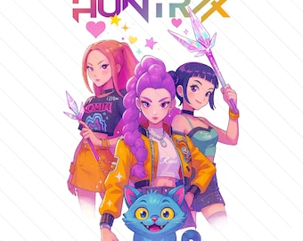 Kpop Huntrix PNG, PNG chasseurs de démons, Saja Girls PNG, Derpy Tiger, Huntrix Merch, cadeau pour amoureux de l'Anime, Saja Boys Kpop Fan Art