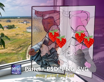 Abstract Female Figure Stained Glass Pattern svg psd — Rope Line Art DIY Panel Template