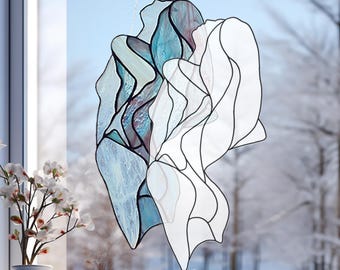 Abstract Female Figure Stained Glass Pattern — Flowing Line Art DIY Template, svg psd Download