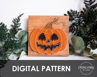 Halloween Jack-O-Lantern String Art Pattern DIY