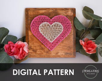 Double Heart Valentine's Day DIY String Art Pattern