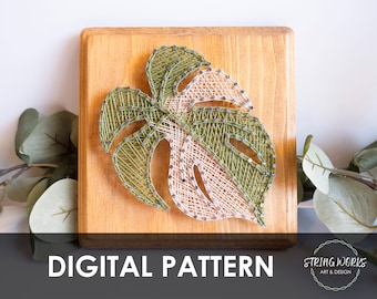 Small Monstera Leaf DIY String Art Pattern