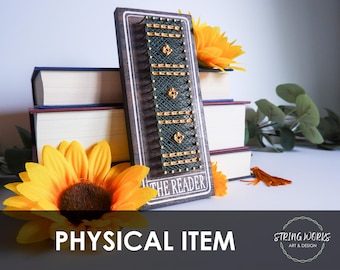 The Reader Green and Gold Bookish String Art Wall Decor