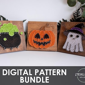 Halloween-strängkonstmönsterpaket - Kittel - Pumpalykta - Spöke