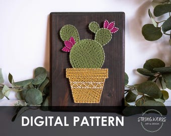 Cactus Prickly Pear String Art Digital Pattern DIY