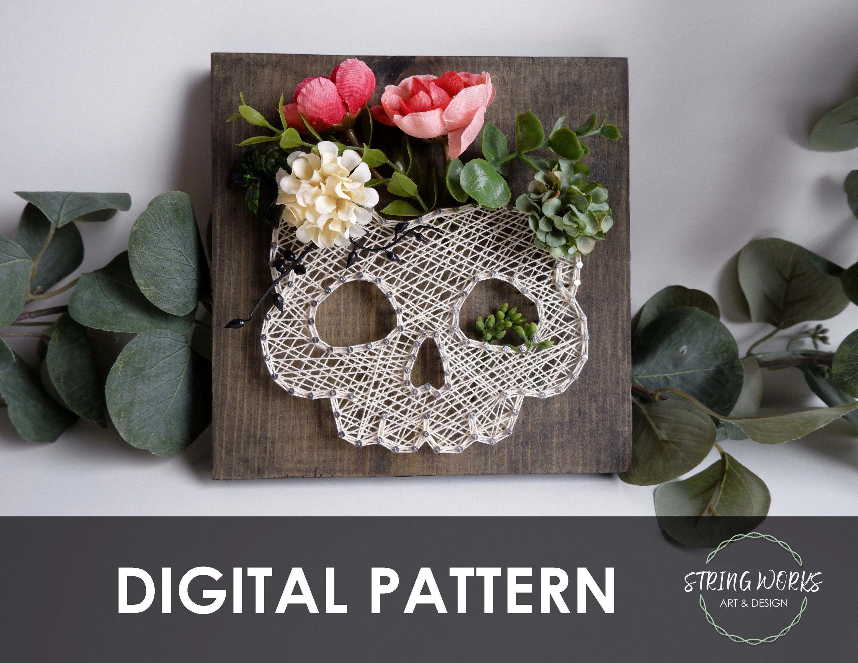 Skull Flower Pot String Art Pattern DIY