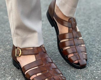 Handgemaakte Griekse leren sandalen met bandjes: comfortabele zomerschoenen