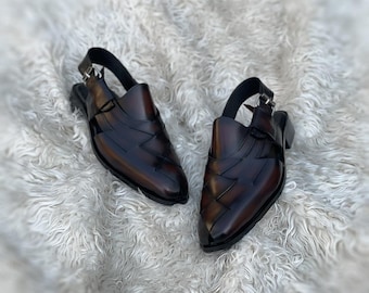 Sandalias Peshawari hechas a mano cuero de cuero / tamaño y color personalizados / estilo tradicional Peshawari Chappal