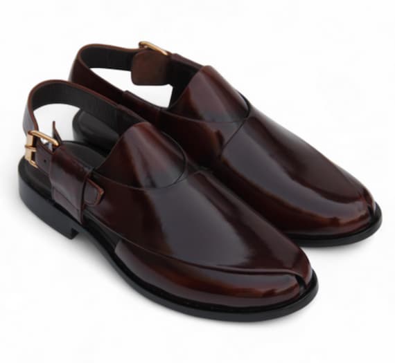 Handmade Dark Brown Leather Peshawari Chappal: Men's Authentic Sandal