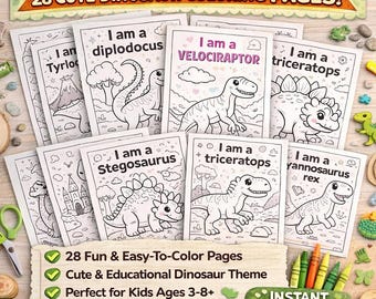 Afdrukbaar dinosauruskleurboek voor kinderen | 30 kleurplaten dinosaurussen | Leuke educatieve activiteit