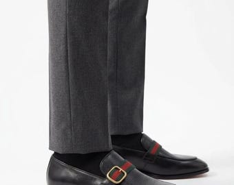 Handgemaakte zwarte leren oxfordschoenen met monniksband – op maat gemaakte formele schoenen heren