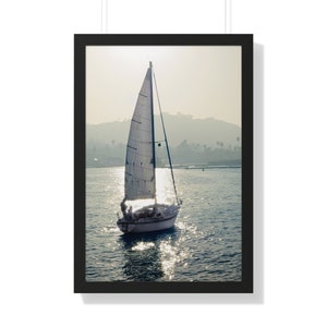 Sailboat Framed Wall Art 16x24 and 20x30, Our Original Photography, Southern California Pacific, Dana Point Art, Home Decor, Office Decor