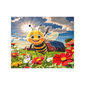 Heartwarming Farm Animals Wall Prints Cute Baby Animal Portraits for Children&#39;s Bedroom Gallery Wall Satin Prints Honey Bee