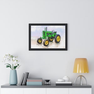 Vintage John Deere Tractor Framed Wall Art,  24x16, Farm Decor, Farmhouse Style, Home Decor,  Farmer Gift