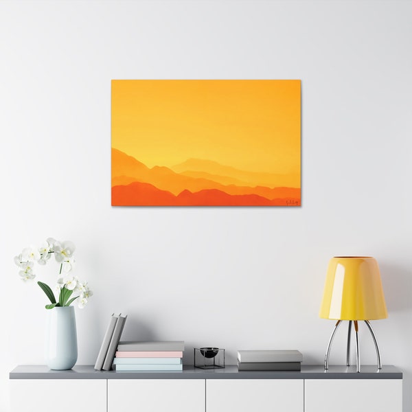 Wall Art Landscape Golden Sunset Mountain Canvas Decor Hanging 34x24