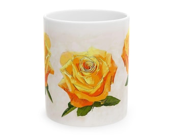 en céramique à motif floral rose jaune | roses botaniques vintage | Décoration d'intérieur