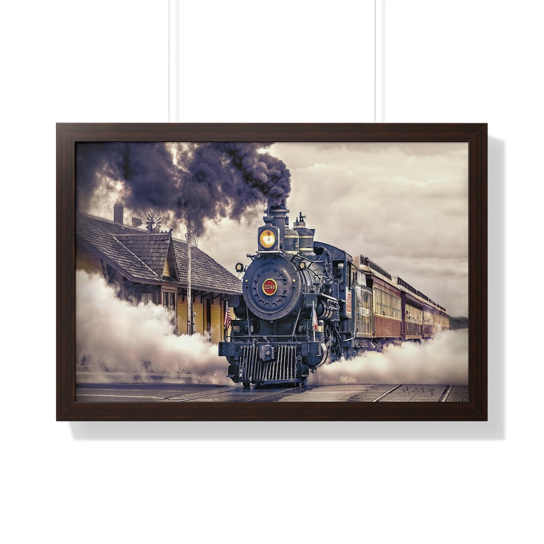 Train Locomotive Wall Art Framed Train Depot Grapevine Texas Train ...