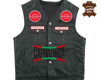 Personalized Motorcycle Vest Biker Vest Custom Cowhide Leather Genuine Leather