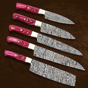 Handmade Damascus chef knife set of 5 pcs