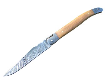 Damascus Laguiole Folding Knife