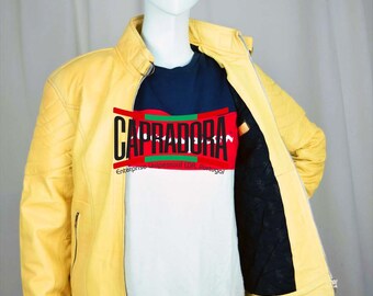 Women's Yellow Leather Jacket Ladies Fashion Jacket Soft Sheep Leather Genuine Leather