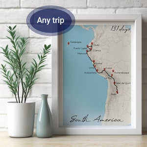 Anpassbare Reisekarte | Abenteuer Roadtrip Poster | Maßgeschneiderte Reise Souvenir Print | Individuelle Wanderlust Country Wandkunst | Digitaler Download