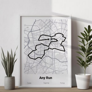 Gepersonaliseerde poster met kaart voor hardlopen | Elke officiële of gevolgde run | Aangepast hardloopcadeau | Marathon | Aangepaste hardlooproute | Digitale download