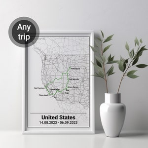 Benutzerdefinierte Reiseerinnerungen Kunstwerk | Adventure Route Poster | Einzigartige Reiseerinnerung | Paar Reisegeschenk | Digitaler Download