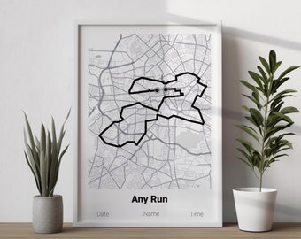 Personalized Any Run Map Poster | Any Official or any Tracked Run | Custom Running Gift | Marathon | Custom Run Route | Digital Download