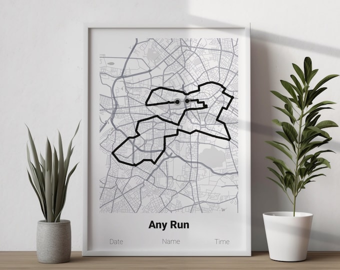 Affiche personnalisée de carte de votre course | Tout officiel ou toute course suivie | Cadeau de course personnalisé | Marathon | Parcours de course personnalisé | Téléchargement numérique