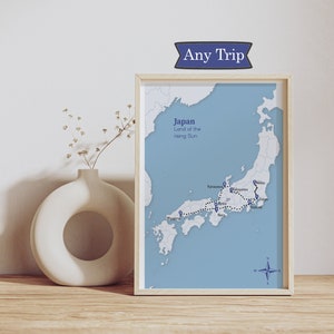 Aangepaste reiskaart | Geïllustreerde poster voor avontuurlijke roadtrip | Gepersonaliseerde reissouvenirafdruk | Aanpasbare Wanderlust landelijke muurkunst