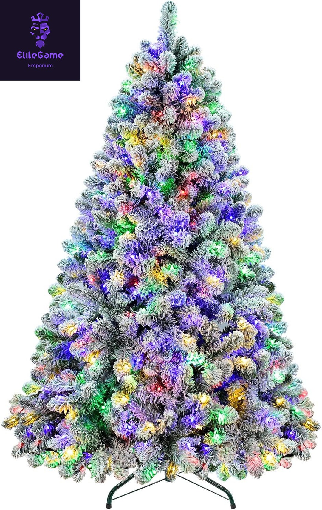 Prelit Colorful Christmas Tree 6 Ft Artificial Snow Etsy