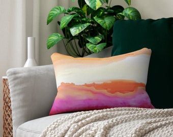 14" x 20" Sunset Orange Pink indoor couch pillow/lumbar pillow/matching/