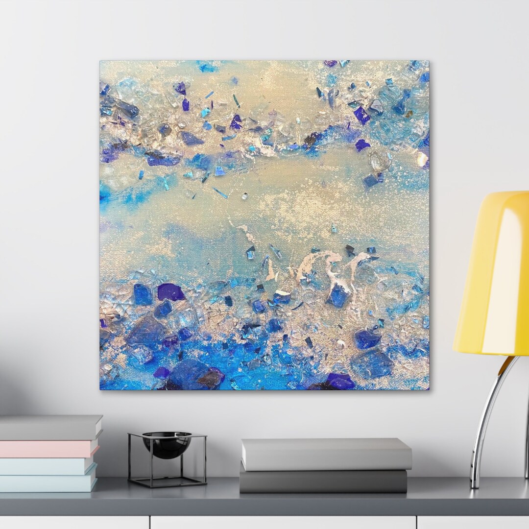 Ocean Sun Blue and Silver Wall Art Print/ocean Inspired Wall Art