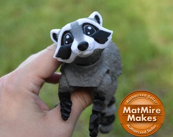 Raccoon 3D Printed Articulated Figure: Trash Panda Desk Critter, Wildlife Model