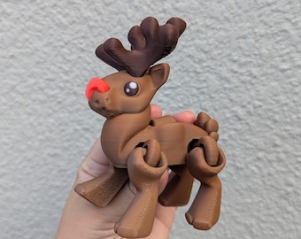 Reindeer With Running Legs 3D Printed Figure: Rudolph Desk Pet
