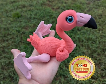 7inch Flamingo 3D printed articulated Model - Tropical Birds - Florida - Posable Desktop Companion - Unique Wildlife Gift - Toonz Factory