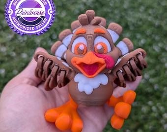 Turkey 3D Printed Articulated Figure: Fall, Thanksgiving, American Traditions, Flexi Fidget Model