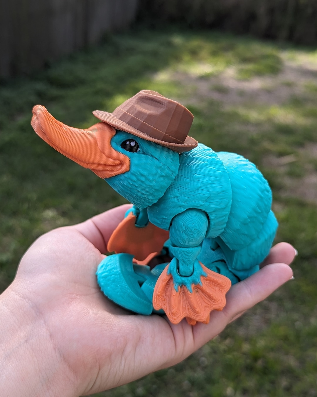 Large Articulated Platypus 3D Printed Figure With Removable Hat