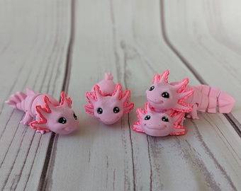 Axolotl Miniature Articulated Figurine - 3D Printed Poseable Axolotl Desk Buddy, Cute Gift Idea