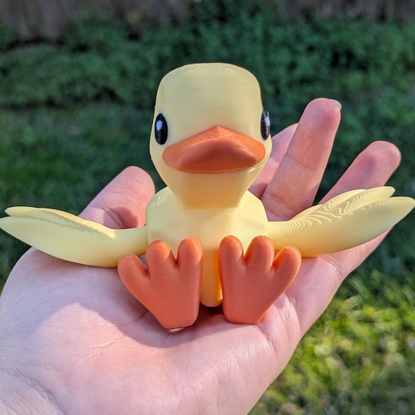 Duck Figurine with Flappable Wings- Adorable 3D Printed Figure - Perfect Easter Gift - Moveable Figure - Cute Duck - Flappy Ducky